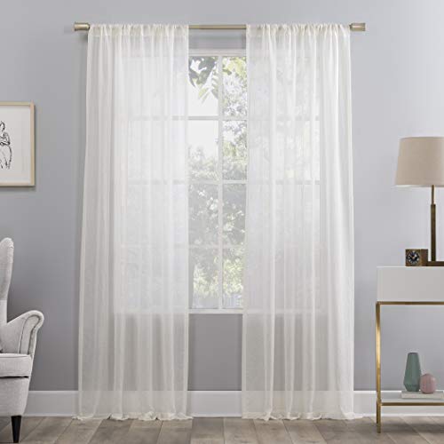 "No. 918 Genevieve 2-pack 2-pack Linen Weave Sheer Semi-Sheer Grommet Curtain Panel Pair, 50"" x 84"", Cream"