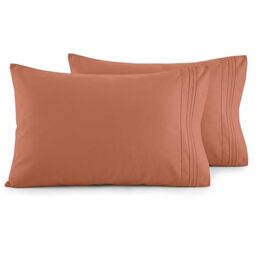 Elegant Comfort Luxury Ultra-Soft 2-Piece Pillowcase Set - 1500 Premium Hotel Quality Microfiber Double Brushed - Wrinkle Resistant, King Size, Coral