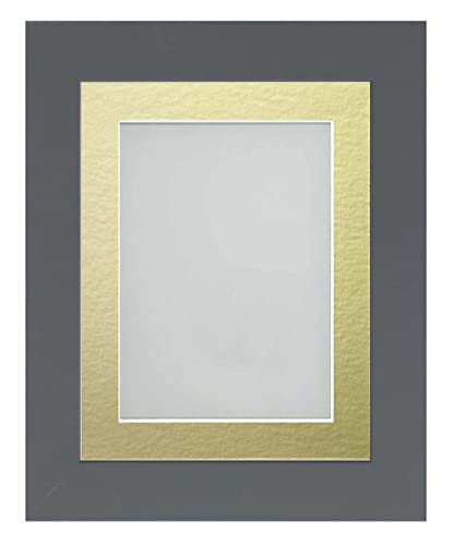 Frame Company Watson Grey Picture Photo Frame fitted with Perspex, 10x10 inch with Gold Mount for image size 5x5 inch