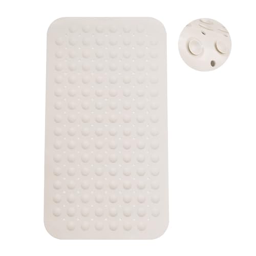 "CyanWind TPE Shower Mat Non Slip Bathtub Mat Bath Mats with Suction Cups for Bathroom (27.6"" × 15"", Beige)"