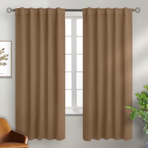 BGment 72 inch Length Blackout Curtains - Thermal Insulated Rod Pocket and Back Tab Room Darkening Blackout Curtains for Bedroom/Living Room, 2 Window Curtain Panels (42 x 72 inch, Taupe)
