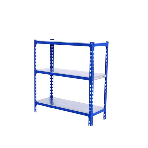 Simon Rack Garage Shelving Units 900x1000x300 mm, 3 Tier Steel Rack, 180 kg per Shelf, Blue/Galvanised - Simonclick