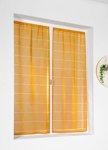 Linder - Pair of Yellow Polyester String Curtains 160 x 70 cm