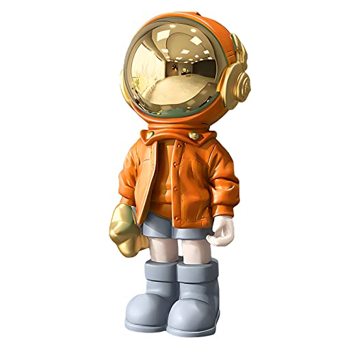 Dosker Astronaut Statues Spaceman Sculpture Polyresin Arts Gifts Orange Figurine Ornament Room Decor for Men,Home and Crafts Desktop Accessories Tabletop Decoration, Living Room, Office, Bookshelf