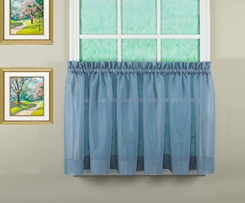 "Today's Curtain Emelia Original Voile Tier Pair 36"", Wedge Blue, 60"" W x 36"" L"