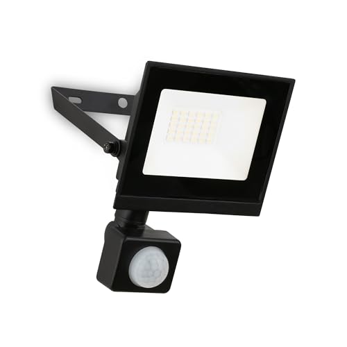 Briloner - LED Floodlight Outdoor with Motion Sensor, Neutral White, 20W 1800lm, Adjustable, IP65 Dust and Water Resistant, Security Light, Exterior Spotlight, Garden, Garage, 11x17x4 cm, Black