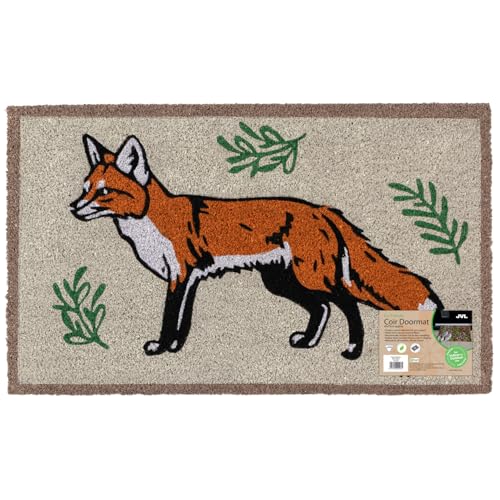JVL Eco-Friendly Latex Backed Coir Entrance Doormat, 45x75cm - Fox