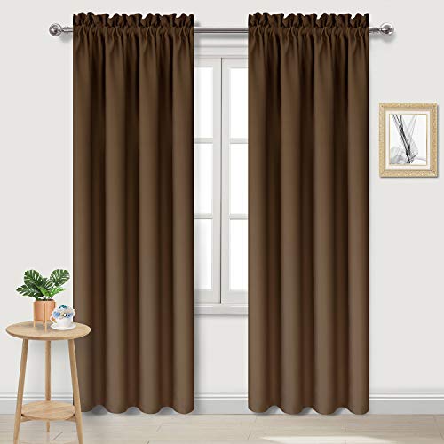 DWCN Blackout Curtains for Bedroom ??? Thermal Insulated Energy Saving Drapes for Living Room, Brown, W 38 x L 84 Inch, Set of 2 Rod Pocket Curtain Panels