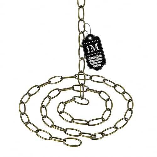 LEDSone 1m Chandelier Light Chain 32mm x 17mm for Lighting Ceiling Lights Pendant Light Open Link Suspension Hanging Metal Chain (Antique Brass)