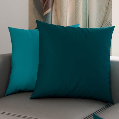 PETTI Artigiani Italiani - Pair of Pillow Cases 60 x 60 cm in Microfibre, Cushions Bedroom Furniture, Sofa, Set of 2 Cushion Covers, Double Sided Pillowcase Tiffany Teal
