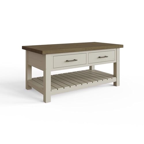 FWStyle Reclaimed Pine Storage Coffee Table in a Rustic Farmhouse Driftwood and Truffle Finish.Size : W120cm x D60cm x H46cm