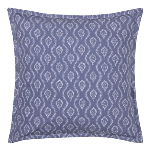 ESSIX - Printed pillowcase in cotton percale, HAVELI - 65 x 65 cm - Dark blue - Cotton percale - 80 threads/cm² - Easy care