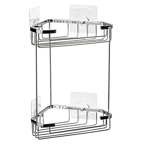 TATAY Shower Caddy Quick Fix Moisture Resistant Easy Drainage - Shower Caddy Bathroom - Dimensions 17.5x17.5x26.5 cm - Supports 10 kg - Screws Included - Moisture Resistant - Easy Drainage