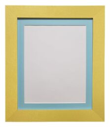 FRAMES BY POST Metro Picture Photo Frame Gold with Blue Mount 18 x 12 Image Size 14 x 8 Inch Plastic Glass
