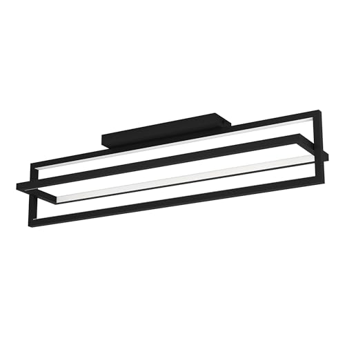 EGLO LED ceiling spot Siberia, dimmable ceiling light fitting with remote control, living room lamp made of black metal and white plastic, warm-cool white, 31 x 6 cm