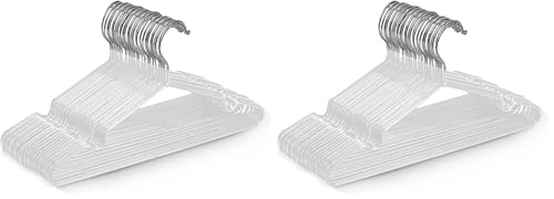 KEPLIN 20x Premium Rubber Coated Metal Hangers - Heavy Duty - Space Saving Organiser Clothes Hangers For Wardrobes Coat Rack Rails (White) (Pack of 2)