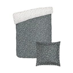 Pure Cotton 2-Piece Single Bed Linen – Duvet Cover 135 x 200 cm and 1 Pillowcase 80 x 80 cm – 100% Cotton Satin, 80 Thread Count – Oeko-TEX Certified – Valena – Green and White