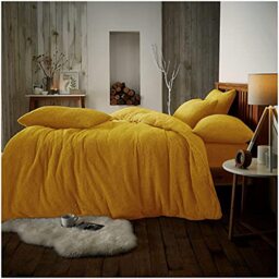 GAVENO CAVAILIA, Teddy Fleece Polyester Soft Warm Cosy Material, Ochre, Single Duvet Set 543848