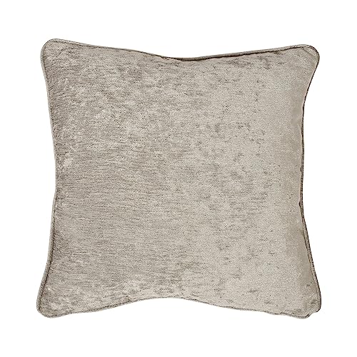 Curtina - Natural Cream Woven Cushion (43 x 43cm) for Living Room/Bedroom - Ivory Textured Chenille in Beige - Luxury Weave - Inserts With Covers Included