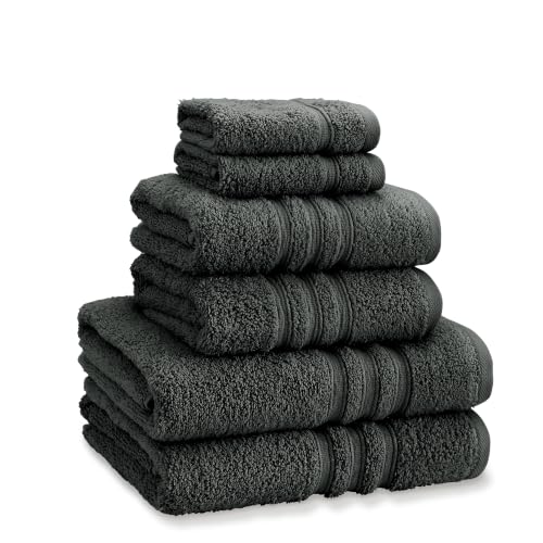 Catherine Lansfield Zero Twist Cotton 6 Piece Towel Bale Set Charcoal Grey