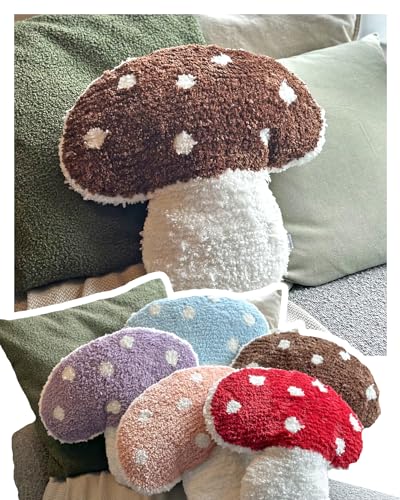 Dreamstall Mushroom Throw Pillow Decorative Cushion Cute Decor 16x16 (Brown)