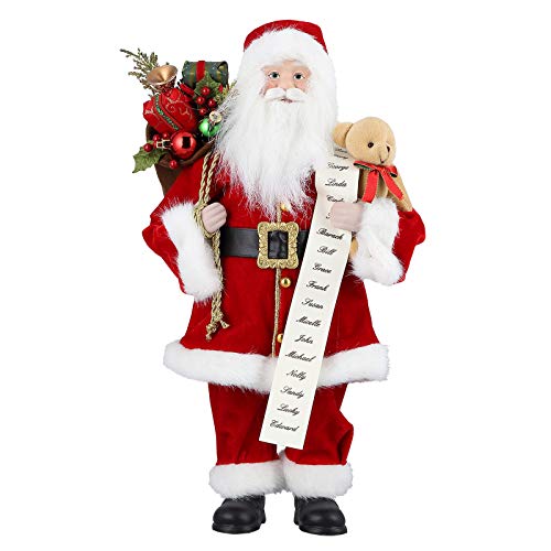 himaly Santa Claus,Standing Father Christmas Traditional with Gift Sack,Holiday Party Home Ornament Decoration,43cm/ 17inch