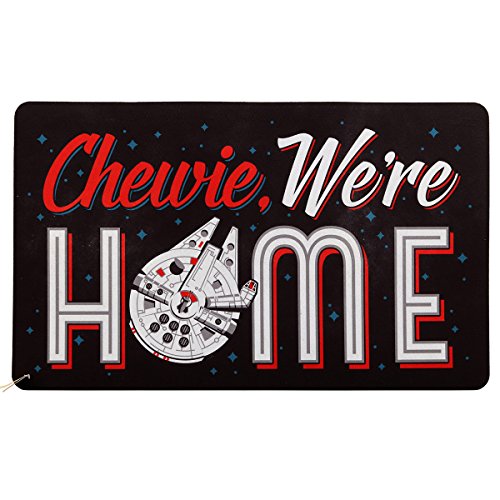Open Road Brands Disney Star Wars Door Mat - Chewie We're Home Rubber Door Mat With Millenium Falcon