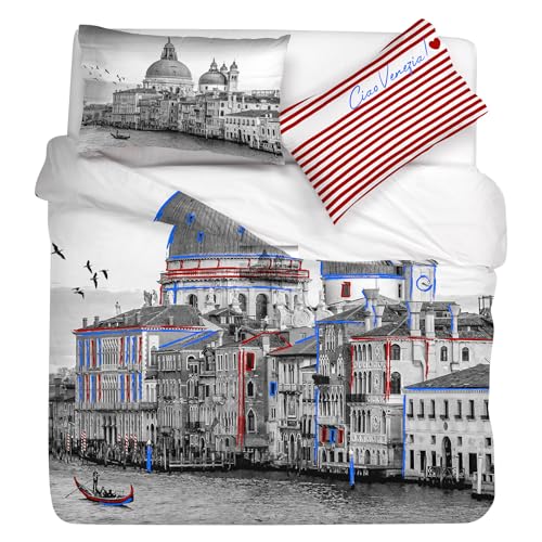 Gabel Venice Duvet Cover Set, 250 x 205 cm, Pure Cotton, Grey, Digital Photo Print