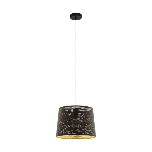 Eglo Pendant Lighting Segezia, Ceiling Light Fixture for Dining and Living Rooms, Hanging Light Made of Metal in Mocha and Gold for Dining and Living Rooms, E27 Socket