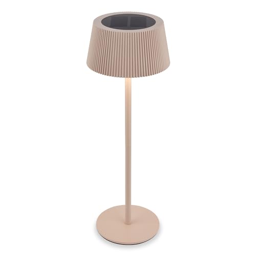 Briloner - Rechargeable LED Table Lamp, Solar Panel, Stepless Touch Dimmer, IP44 Splash-Proof, USB-C Charging, CCT, Night Light, Bedside Lamps, Battery Lamp, 12 x 34 cm, Beige