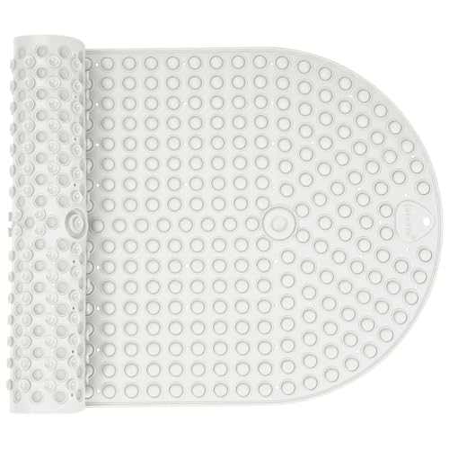 Joiyota Silicone Push Pop Bath Mat with 391 Suction Cups, 33x17.3 Inch Non-Slip Tub Mat for Adults, Textured Surface for Extra Stability & Drainage, White Thickened Soft Shower mat Easy to Clean