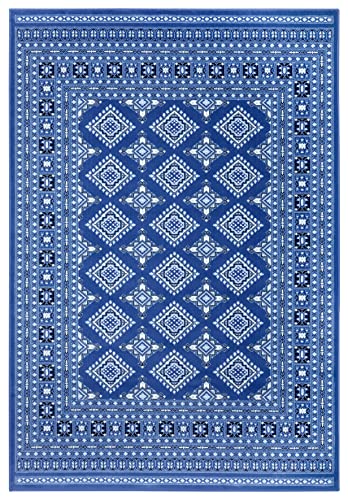 NORTHRUGS Nouristan Oriental Short Pile Rug Sao Buchara Living Room Rug Modern Design for Living Room Kitchen Hallway Dining Room Bedroom - Denim Blue, 120 x 170 cm
