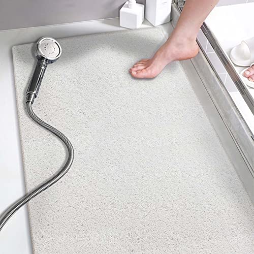 Non Slip Bathtub Mat, 15.7× 36 Inch, PVC Loofah Bathroom Mats, Loofah Mats for Shower and Bathroom, Quick Drying, White