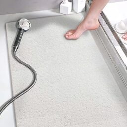 Non Slip Bathtub Mat, 15.7× 36 Inch, PVC Loofah Bathroom Mats, Loofah Mats for Shower and Bathroom, Quick Drying, White