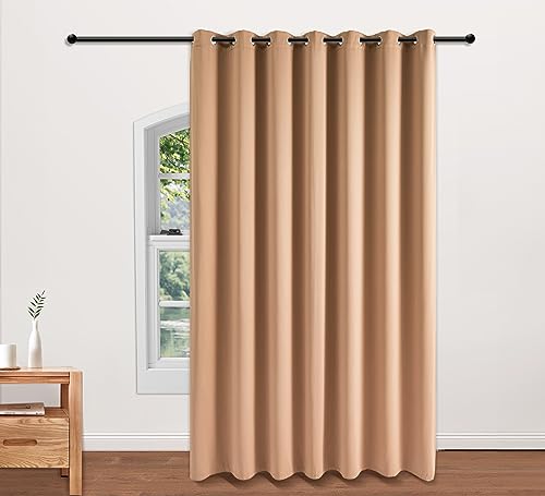 PI Blackout Sliding Door Curtains, Grommet Privacy Room Divider Curtains Thermal Insulated Vertical Window Treatment for Living Room/Bedroom/French Door/Patio/GLASSDOOR (Cappuccino, W100XL95)