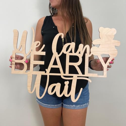 We Can Bearly Wait Wood Sign for backdrop,Bear Themed Party Decorations for Baby Shower Decorations,Gender Reveal Party Supplies