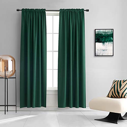 "DONREN Emerald Green Room Darkening Curtain Panels 84 Inches Long, Heat Block Out and Keep Warm Drapes Window Treatment Drapes for Doorway Entryway Patio (60"" Width,2 Panels)"