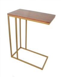 ASPECT Romy C-Sofa Table/Side/Laptop Table (Brown Acacia Wood Top/Gold Frame, 51x28x66(H) cm) ST93BR/G