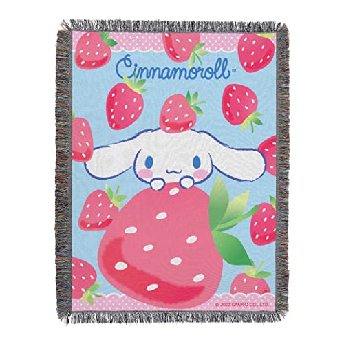 "Northwest Woven Tapestry Throw Blanket, 48"" x 60"", Cinnamoroll Strawberry Surprise"