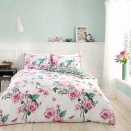 GC GAVENO CAVAILIA Flower Duvet Cover Sets With Pillowcase - Reversible Floral Bedding Set (135x200 cm) - Botanical Single Quilt Cover - Super Soft Bed Linen
