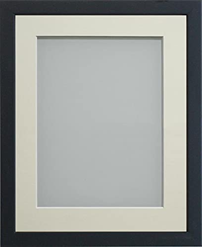 Frame Company Jellybean Range Black Wooden A2 Picture Photo Frame with Ivory Mount for Image A3 * Choice of Colours & Sizes* Fitted with Perspex