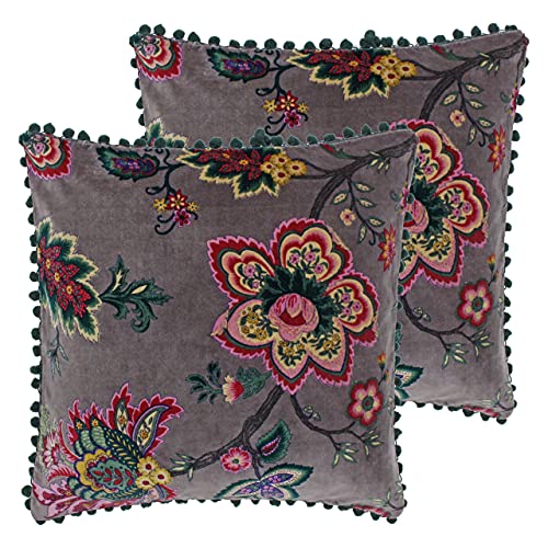 Paoletti Palampur Polyester Filled Cushions, (Twin Pack), Cotton, Mink