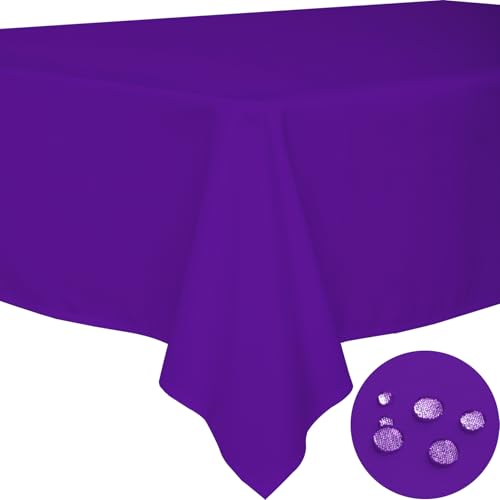 BYDOLL Table Cloth Purple 60x102 Inch Tablecloth for 6 Foot Rectangle Tables Outdoor Washable Wrinkle Free and Spillproof Polyester Tablecloth for Festival Camping Picnic Party Cover