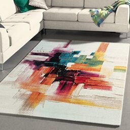 Mias Teppiche Mia's Rugs Emerald Modern Designer Rug Brush Stroke Motif, Multicoloured, 80 x 150 cm