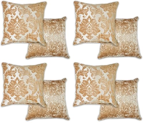 Emma Barclay Damask - Luxury Chenille Jacquard Cushion Cover in Coffee - 17x17 (43x43cm) (Pack of 4)