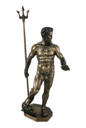 Greek God Poseidon Nude Bronzed Statue Neptune