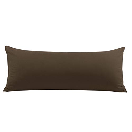 "PiccoCasa Body Pillow Cover with Zipper Closure, 110 GSM Brushed Microfiber, Soft Brown Pillowcase for Body Pillows (20""x48"")"