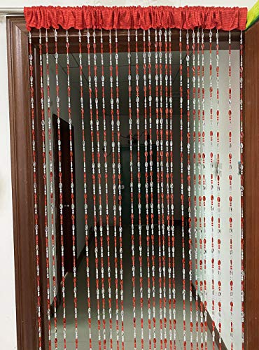 ZiDeTang Acrylic Beaded Door Curtain Décor Tassel Room Divider Curtain for Doorway (Red, 100cm by 195cm)