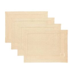 Solino Home 100% Pure Linen Placemats Beige Hemstitch, 14 x 19 in, Set of 4 - for kitchen, dinner, table setting, Classic Hemstitch, gifting, OEKO-TEX Certified - Fall, Halloween, Thanksgiving, Christmas