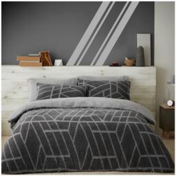 GC GAVENO CAVAILIA Teddy Fleece Duvet Cover King Size - Snuggle Fluffy Bedding Set - Washable Bed Linen - Charcoal
